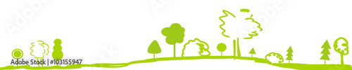 Wald Baum Wälder Bäume Landschaft Grün Zeichnung Panorama Banner