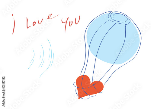 air love message/heart declaration of love in the form of balloon