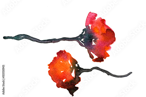 Pair of flowers water-color