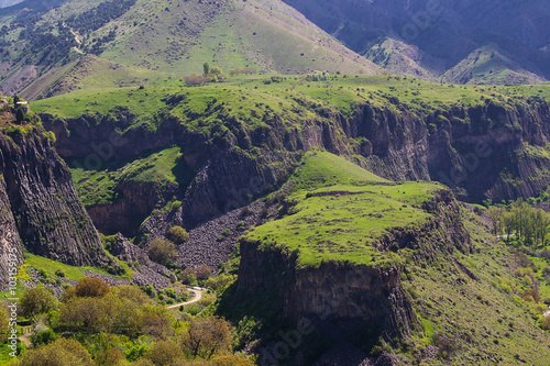 Landscape with Green plateau in Garni, Armenia