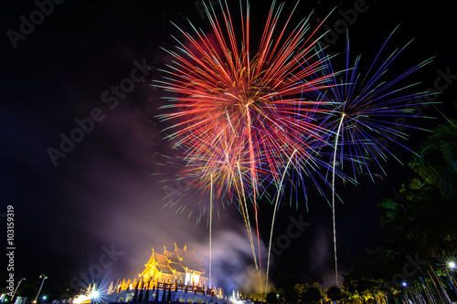 blur fireworks festival in the night sky