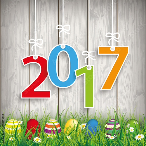 Colored Easter Eggs Grass 2017