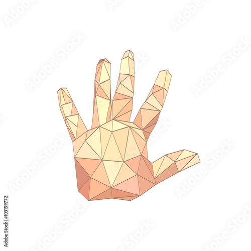 Illustration of flat origami palm hand