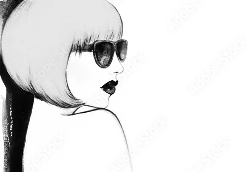 Obraz kobieta w okularach. akwarela ilustracja