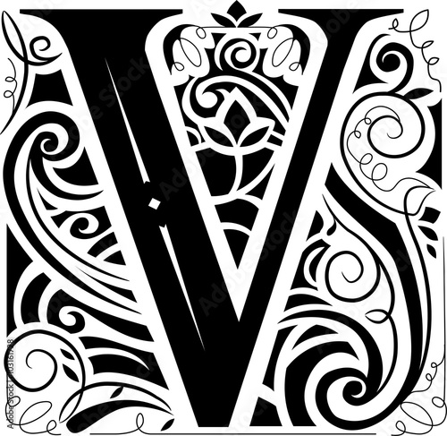 Vintage Monogram Letter V