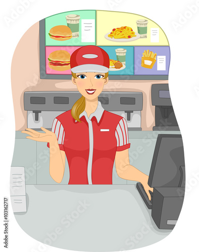 Girl Fast Food Crew Cashier