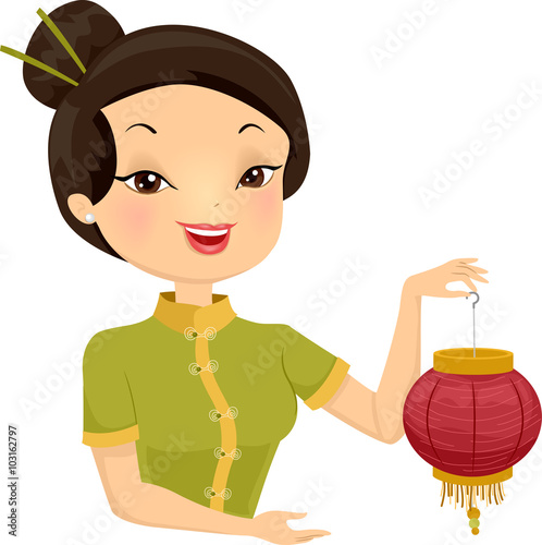 Girl Carrying Chinese Lantern