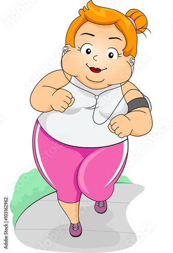 Girl Plump Jogging Listen M...