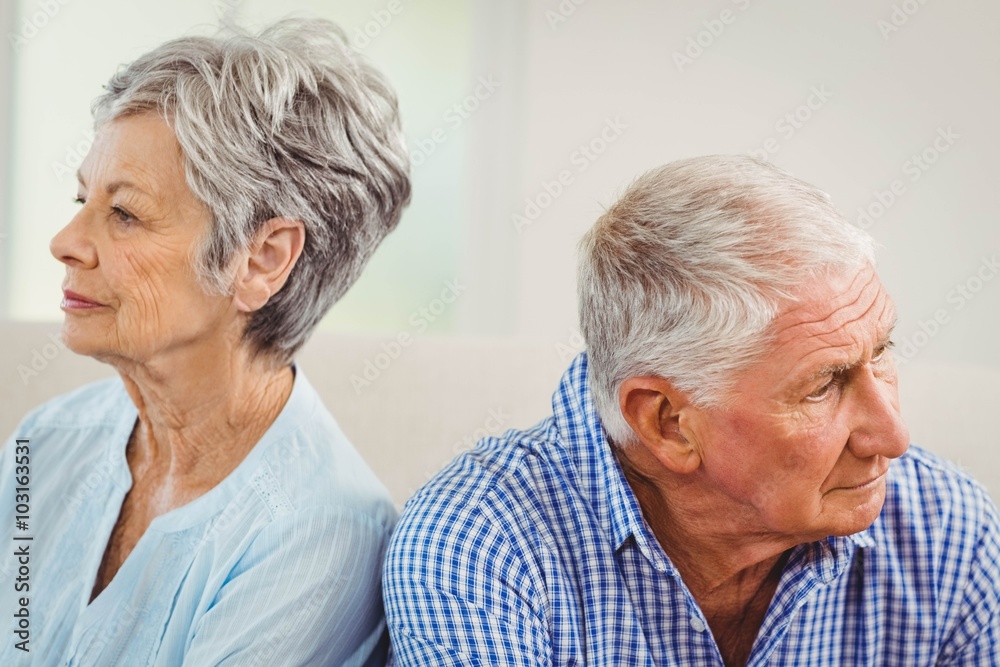 Senior couple upset with each other Senior couple upset with each other