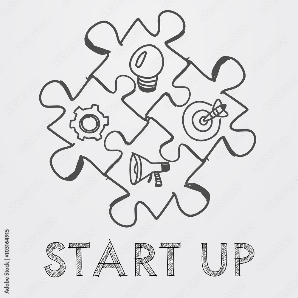 start up and business concept signs in puzzle pieces start up and business concept signs in puzzle pieces