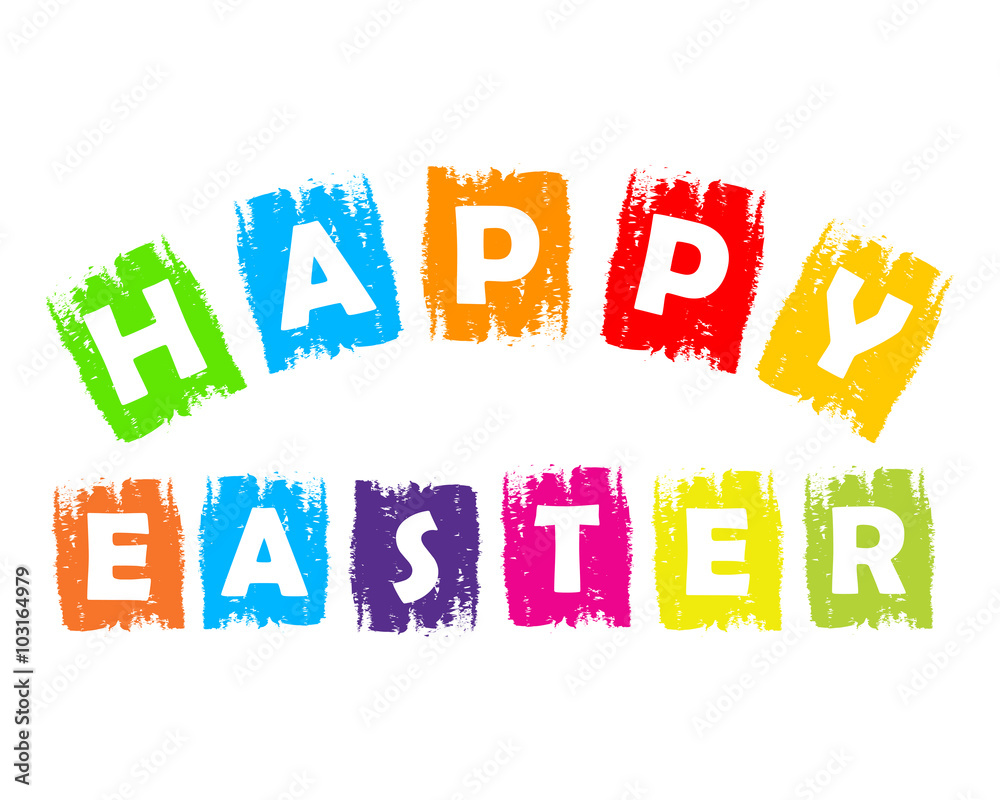 Happy Easter in colorful drawn labels Happy Easter in colorful drawn labels