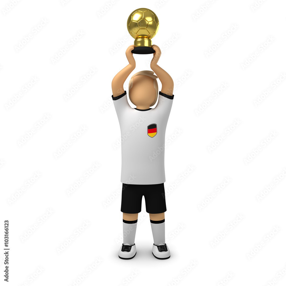 Deutsche Fußballer mit Pokal aus  goldene Ball
