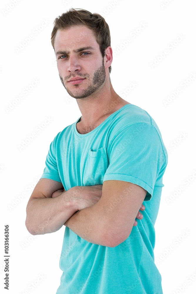 Serious hipster man posing
