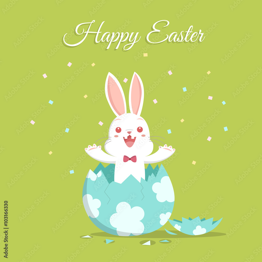 Easter bunny in broken egg Easter bunny in broken egg