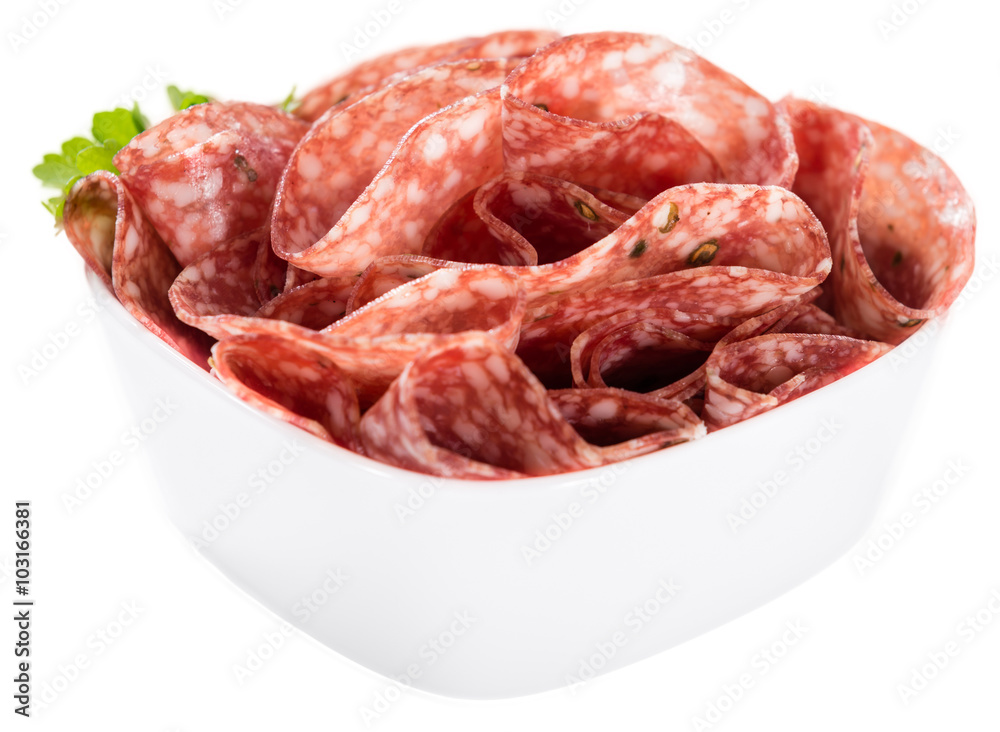 Salami isolated on white Salami isolated on white
