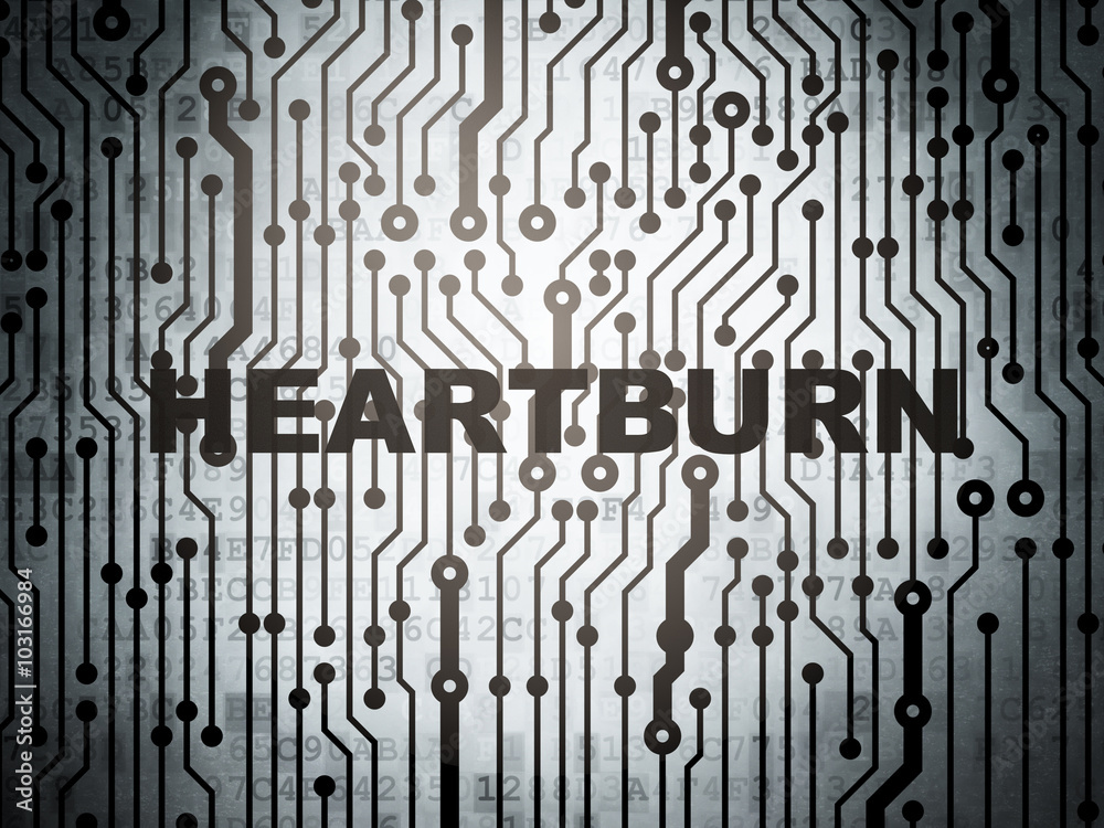 Health concept: circuit board with Heartburn Health concept: circuit board with Heartburn