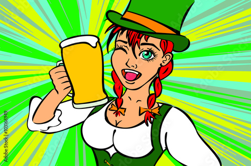 Girl elf green costume St. Patrick day