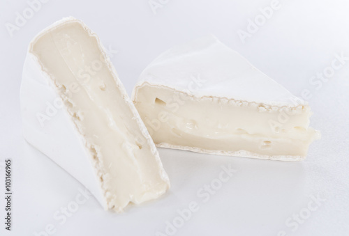 Camembert on grey background