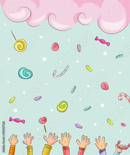 Whimsical Hands Kids Raining Candies