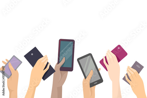 Raised Hands Mobile Phones