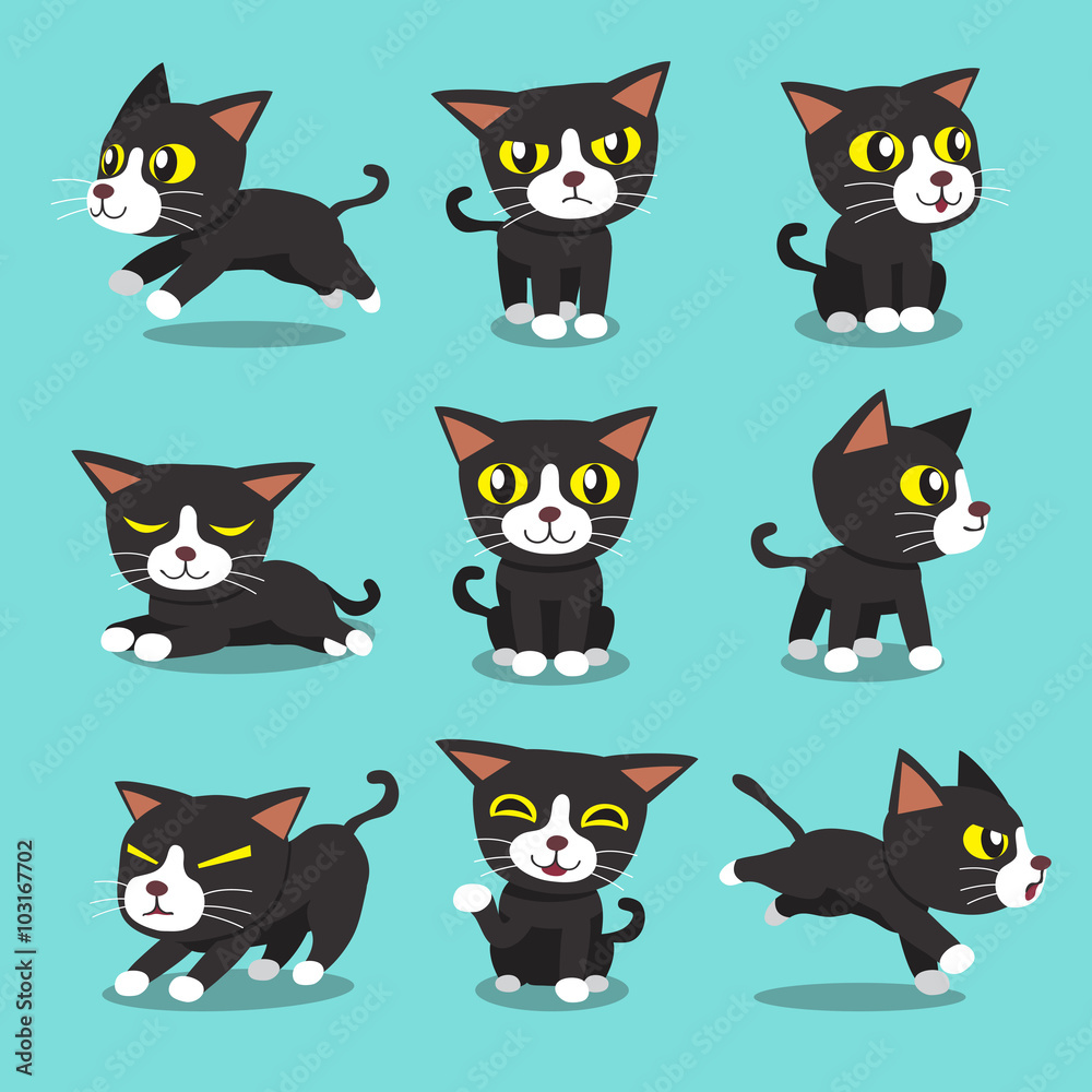 Cartoon character cat poses