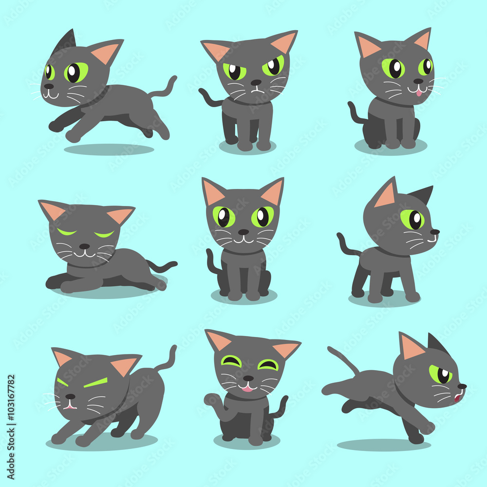 Cartoon character russian cat poses Cartoon character russian cat poses