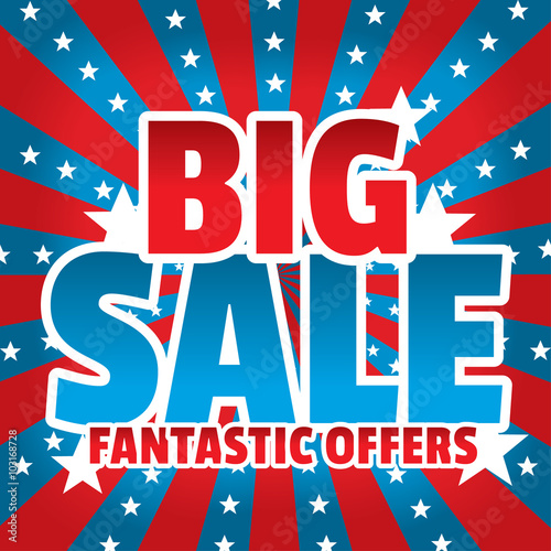 Blue and red sale banner for prints, leaflets, flayers, posters, price tags, emails