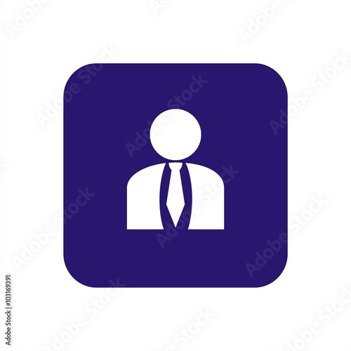 Icono de hombre de negocios con una corbata sobre fondo azul