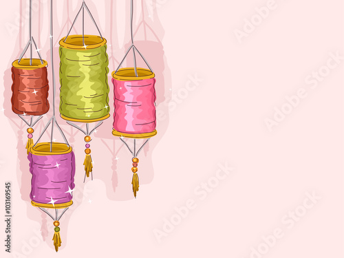 Colorful Lanterns Pink Background