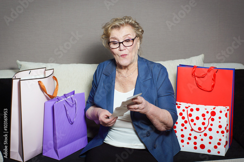 An old woman with her shopping