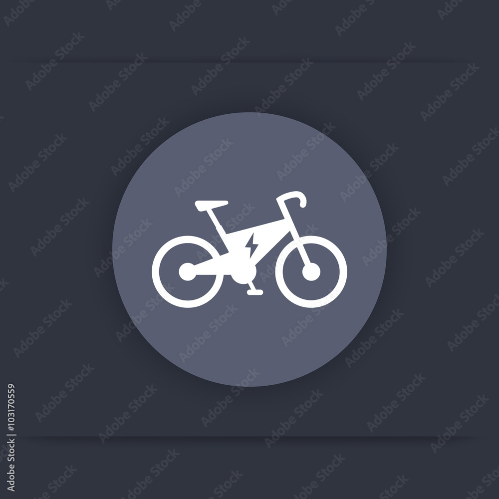 Fototapeta premium Electric bike round flat icon, city ecologic transport, vector illustration