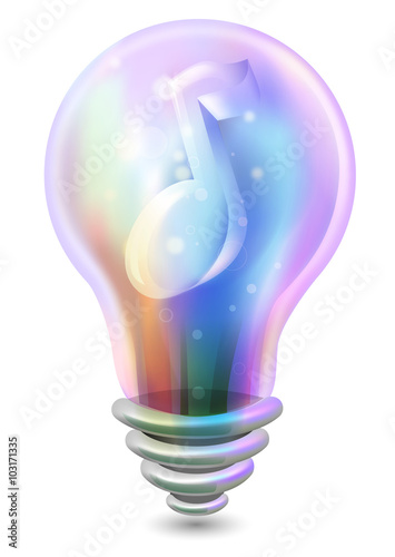 Colorful Light Bulb Music Note