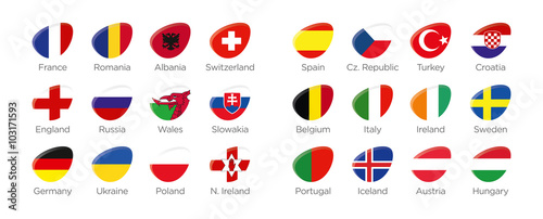 Moderne Symbole Ellipse der Euro 2016 Teilnehmer in Frankreich