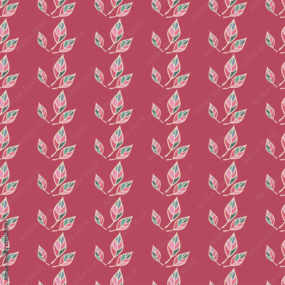 Seamless vector background with decorative leaves. Print. Cloth design, wallpaper.