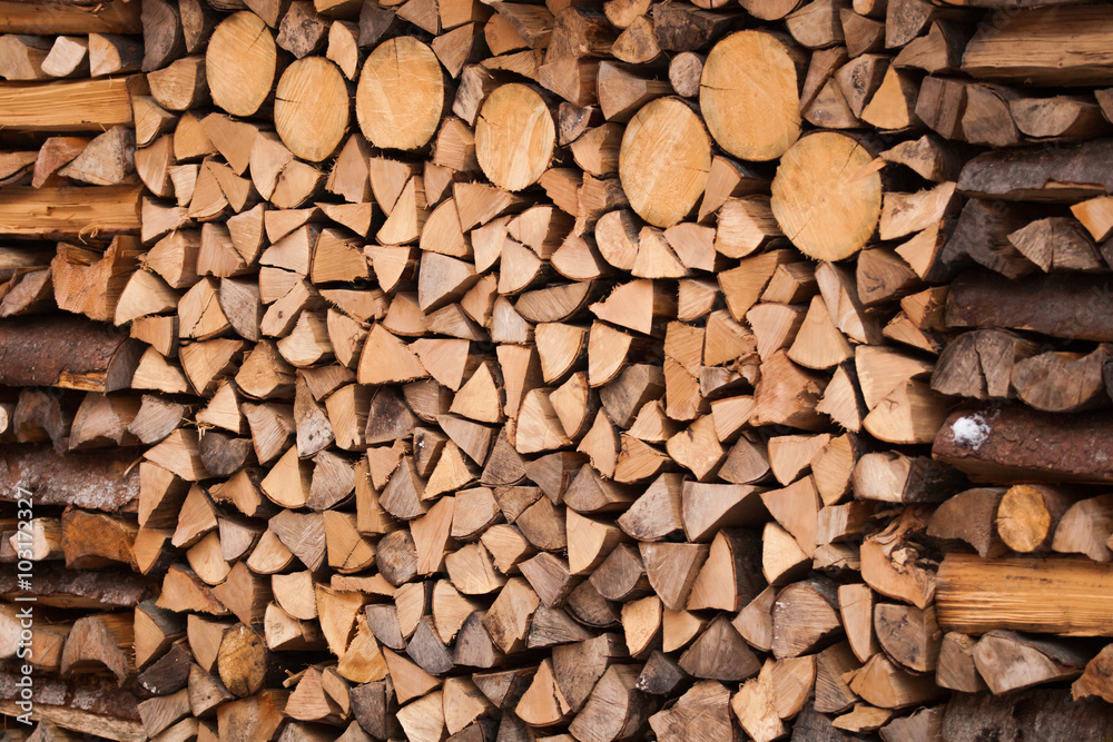 Pile of chopped fire wood prepared for winter Pile of chopped fire wood prepared for winter