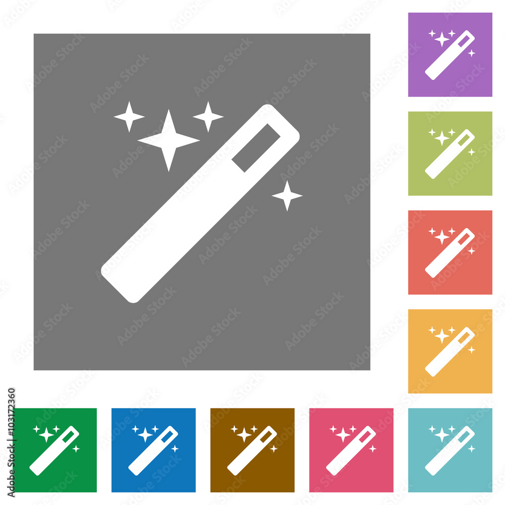 Magic wand square flat icons