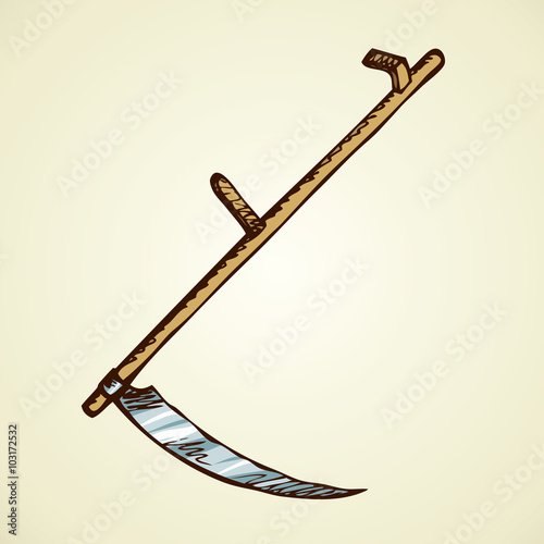 Iron scythe. Vector drawing