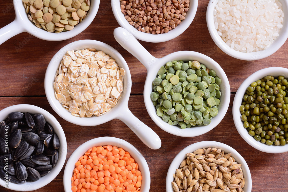 Cereals in ceramic bowls Cereals in ceramic bowls