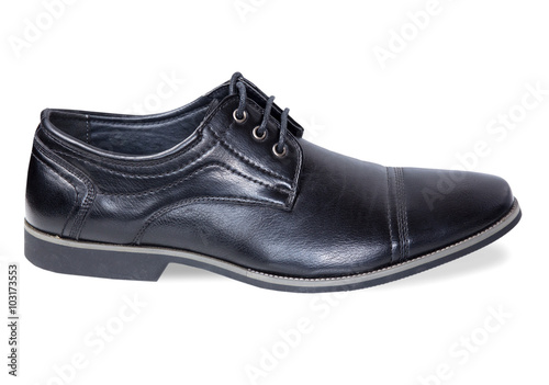 Single male black classic shoe isolated.
