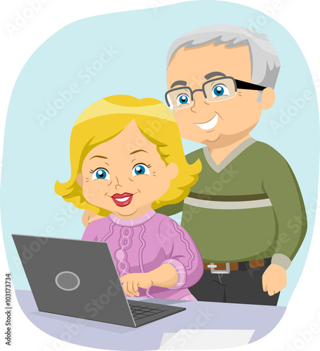 Senior Citizen Couple Laptop