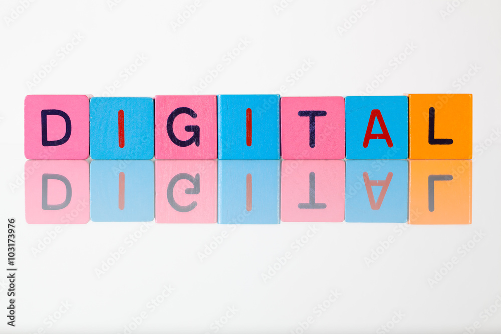 Digital - an inscription from children's blocks Digital - an inscription from children's blocks