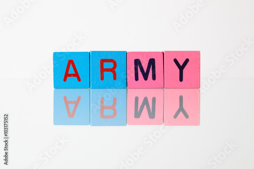 Army - an inscription from children's  blocks