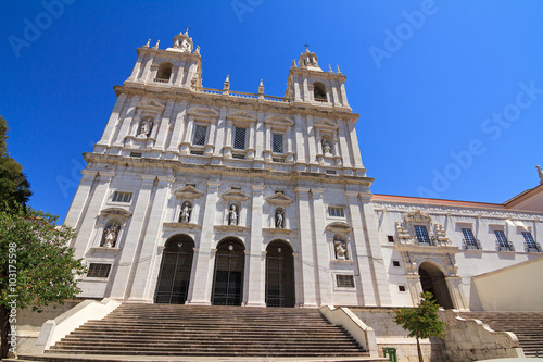 Wide angle view on the Monastery of Sao Vicente de Fora in Lisbon, Portugal