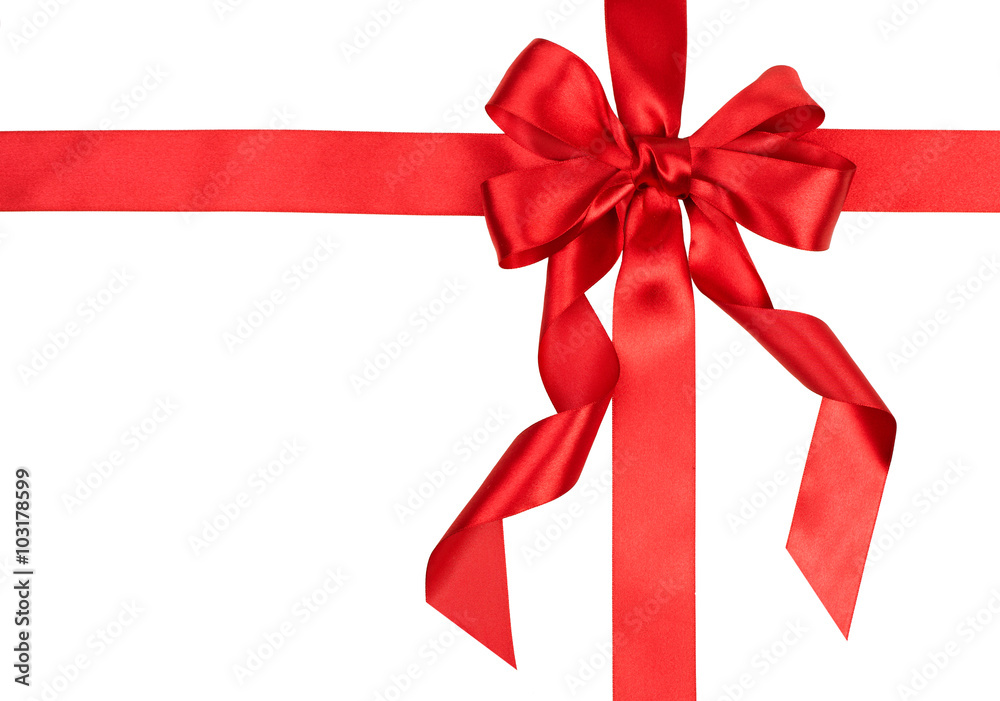 Red bow on white background Red bow on white background