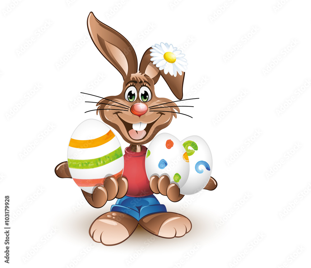 Obraz premium Osterhase Ostereier bunt Blume