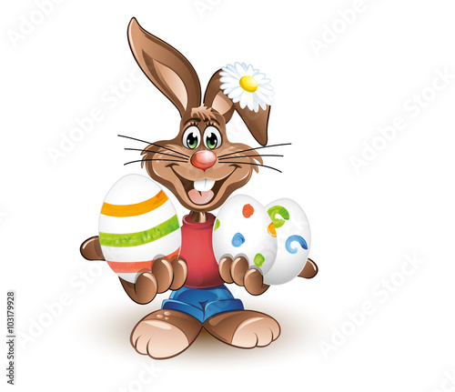 Osterhase Ostereier bunt Blume