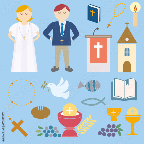 Set of design elements for First Communion