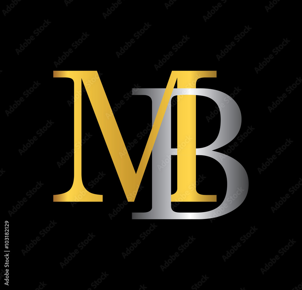 MB initial letter with gold and silver MB initial letter with gold and silver