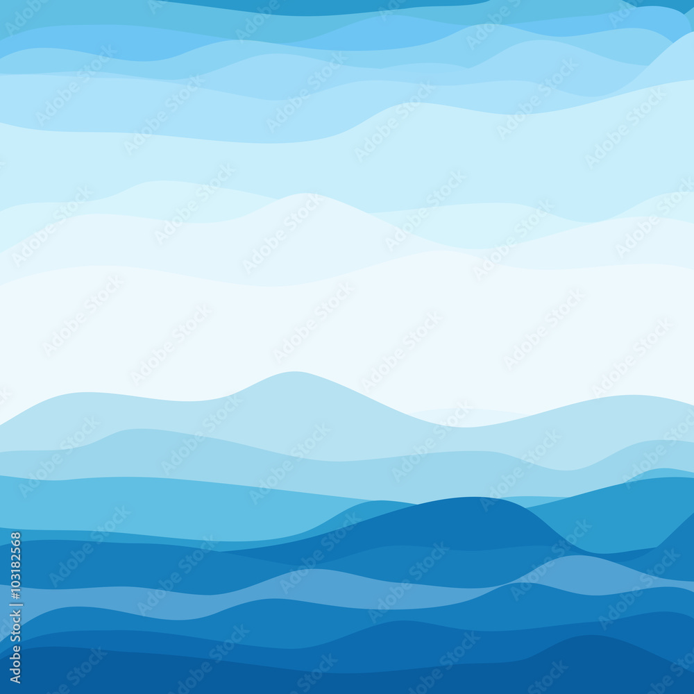 Abstract Blue Wave Background. Vector Illustration.