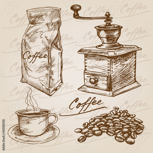 Hand drawn coffee collection